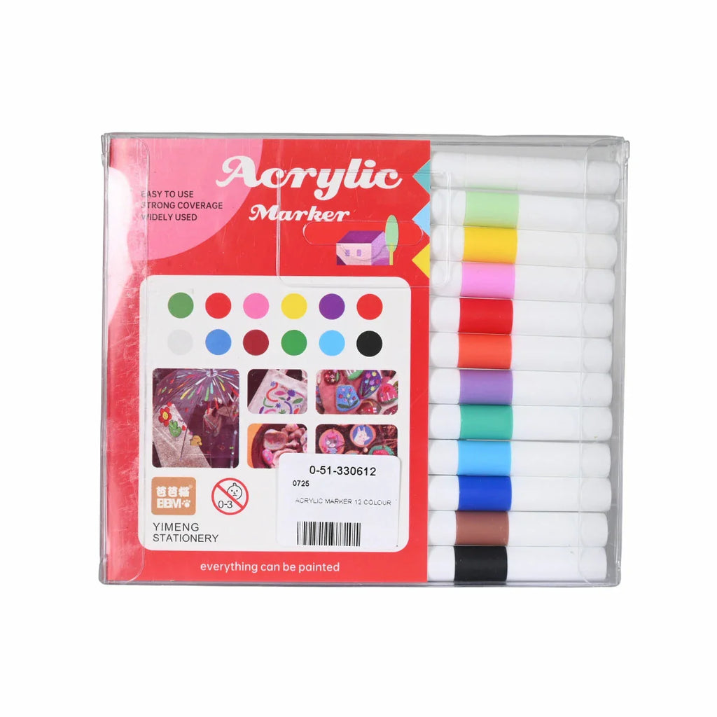 Picture of 12-Piece Dual-Tip Acrylic Markers for Multi-Surface Use - by Raja Sahib Kids