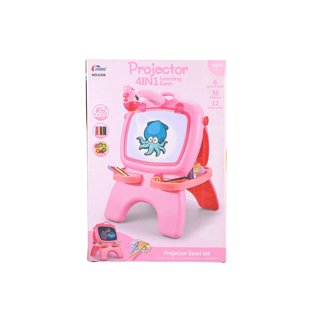 Picture of 4-in-1 Projector Learning Easel for Kids - Drawing, Light, & Tracing Desk with 36 Patterns (Pink) - by Raja Sahib Kids