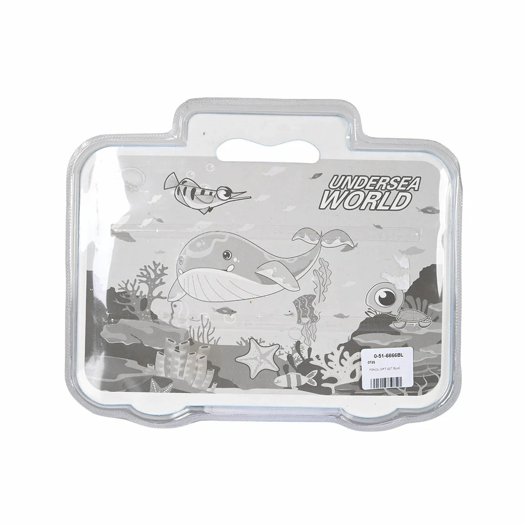 Picture of Complete 8-Piece Pencil & Crayon Gift Set in an Ocean Theme - by Raja Sahib Kids