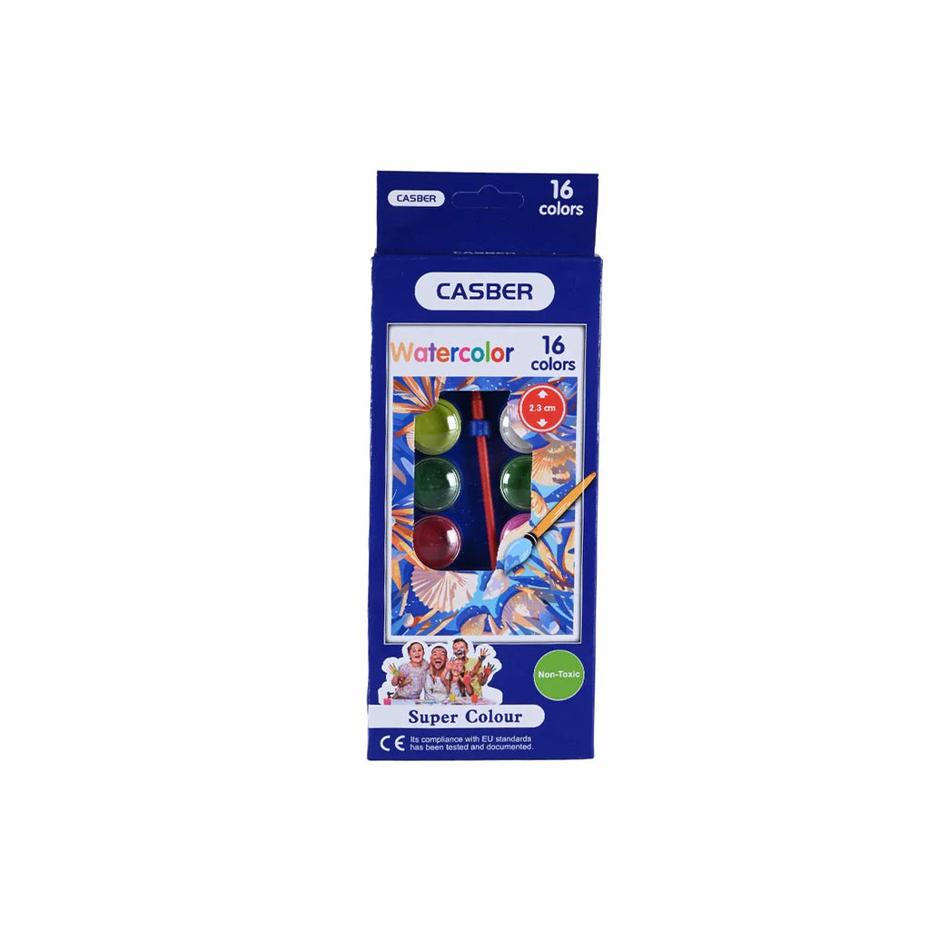Picture of Casber Super Colour 16-Color Non-Toxic Watercolor Set - by Raja Sahib Kids