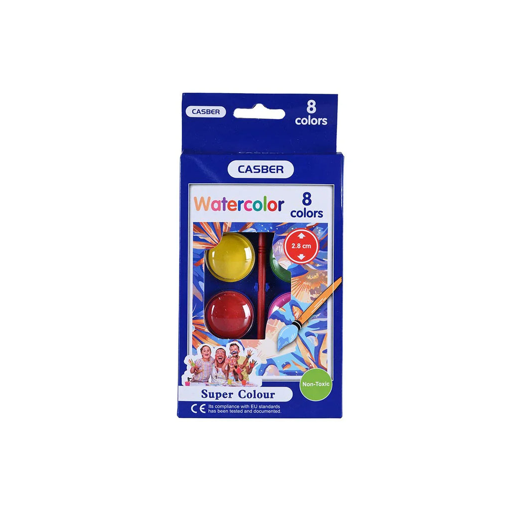 Picture of Casber Super Colour 8-Color Non-Toxic Watercolor Set - by Raja Sahib Kids