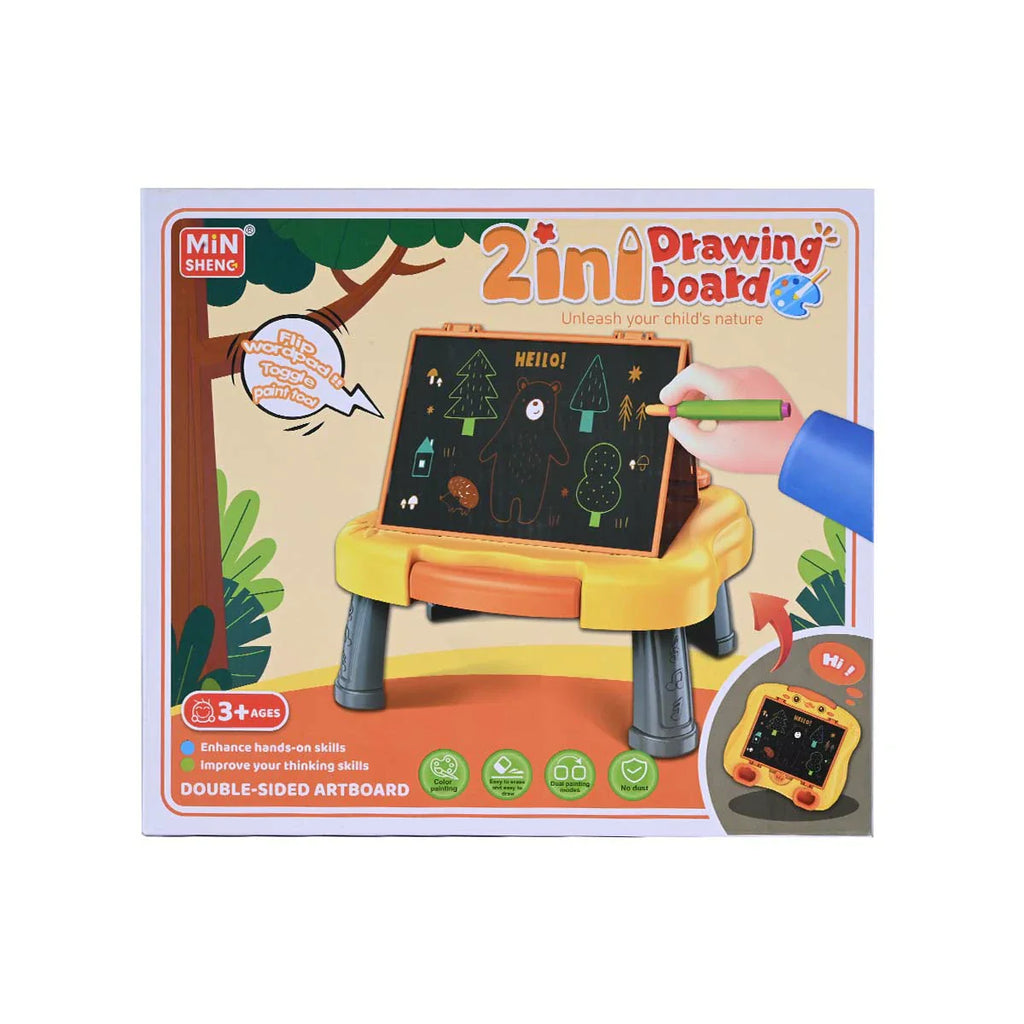 Picture of Double-Sided Artboard Desk with Chalk and Marker Supplies - by Raja Sahib Kids