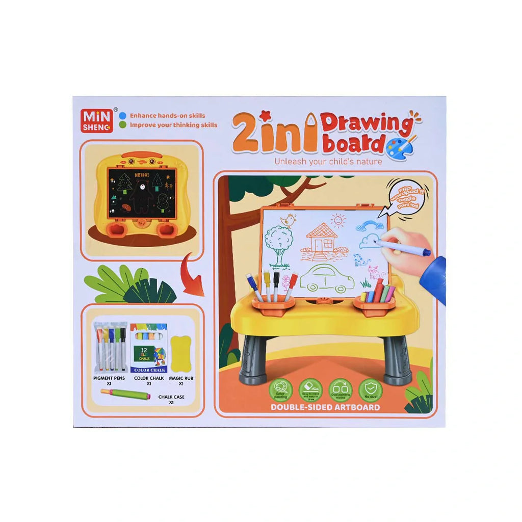 Picture of Double-Sided Artboard Desk with Chalk and Marker Supplies - by Raja Sahib Kids