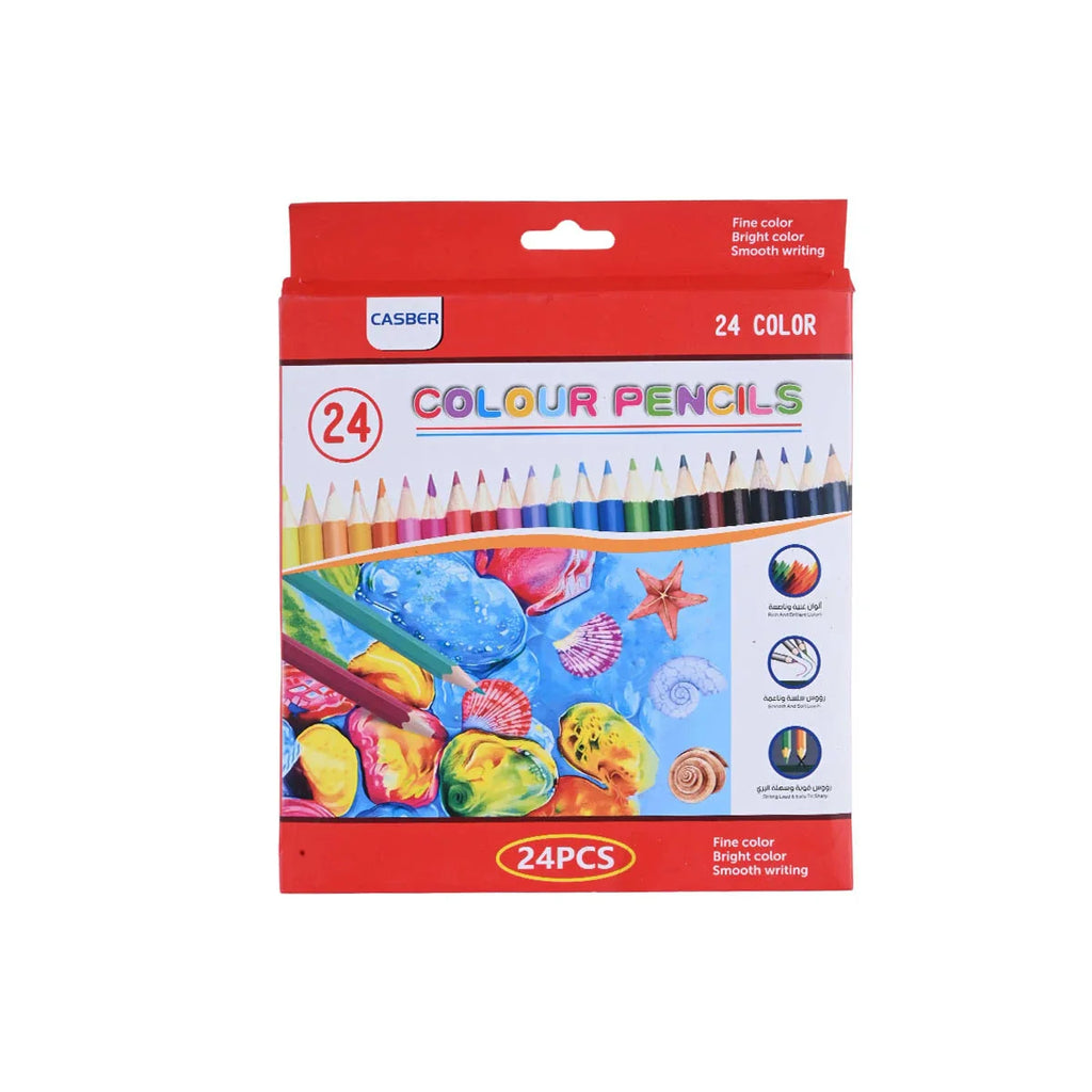 Picture of Casber 24 Colour Pencils Set - Bright & Smooth - by Raja Sahib Kids