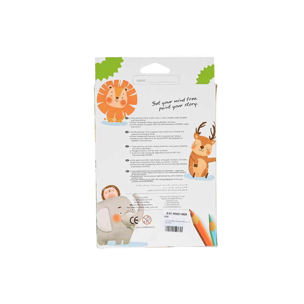 Picture of Little Tree 18-Piece Break-Resistant Colouring Pencils with Animal Design - by Raja Sahib Kids