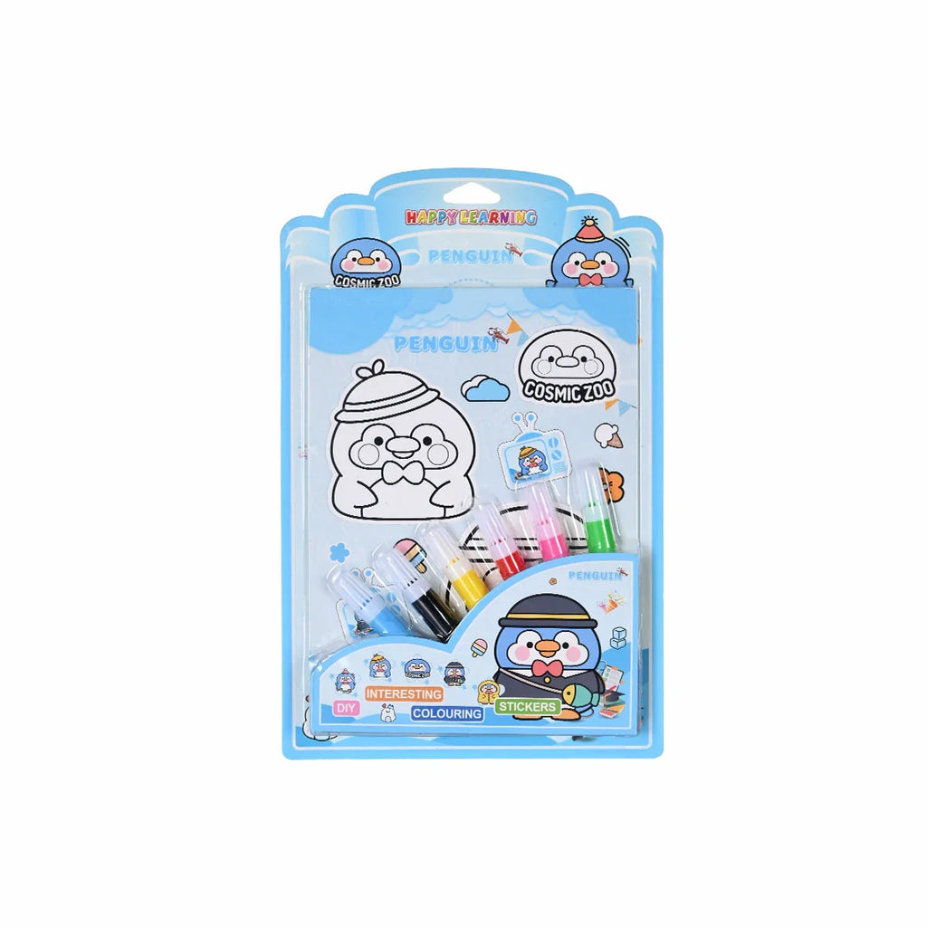 Picture of Kids' Penguin DIY Coloring and Sticker Set - by Raja Sahib Kids