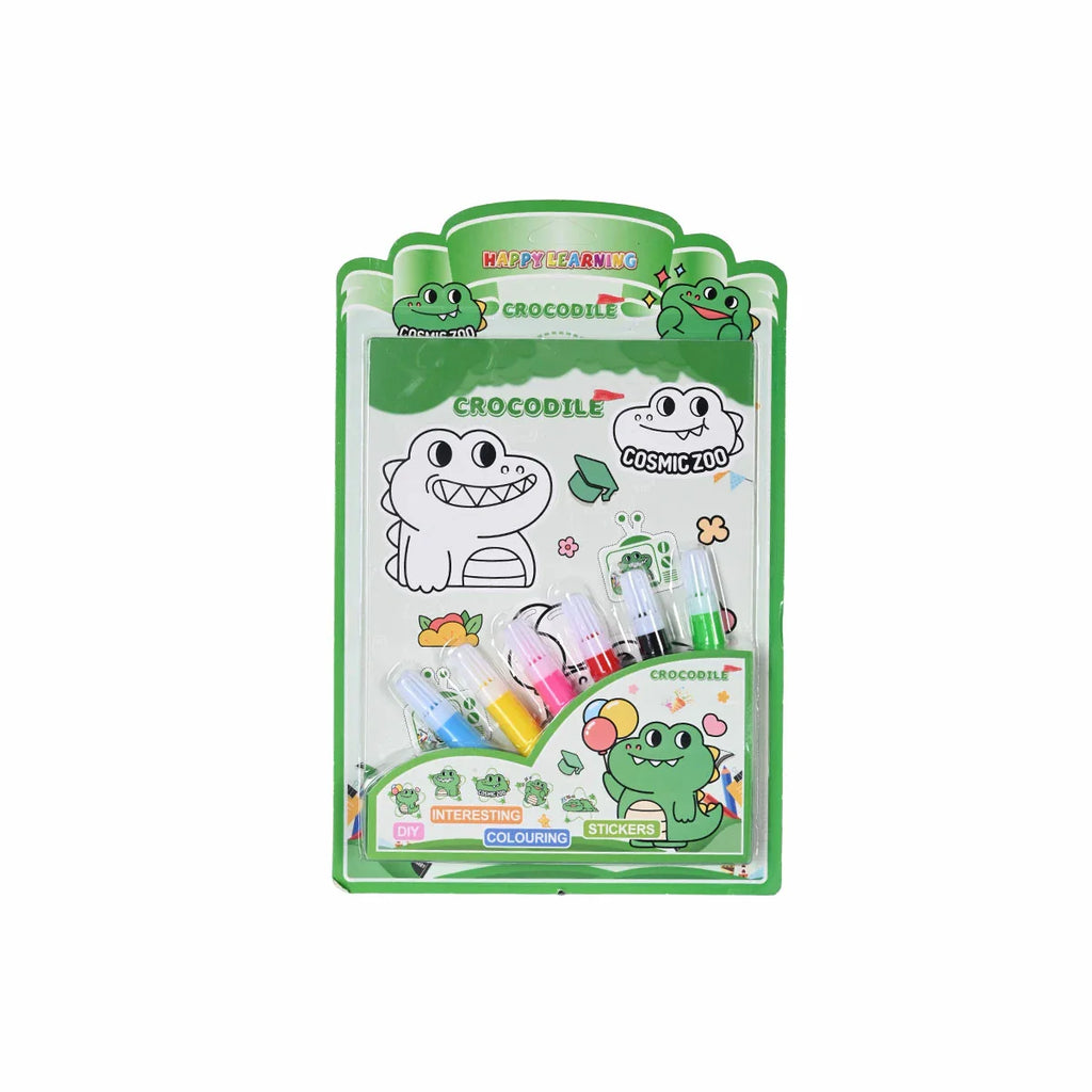 Picture of Kids' Crocodile DIY Coloring and Sticker Set - by Raja Sahib Kids