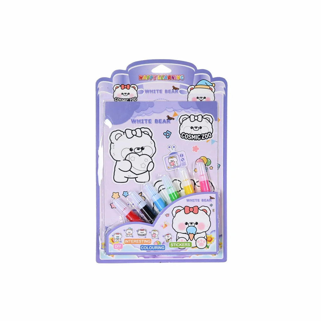 Picture of Kids' White Beer DIY Coloring and Sticker Set - by Raja Sahib Kids