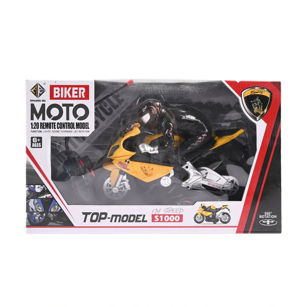 Picture of 1:20 Scale Remote Control Bike with Lights, Sound & 360 Rotation - by Raja Sahib Kids