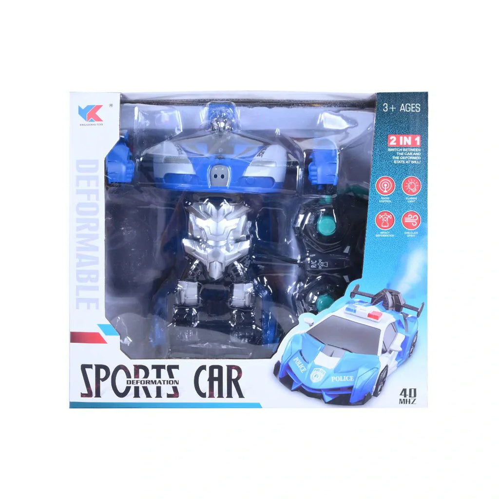 Picture of 2-in-1 Remote Control Police Car Toy Rotation Deformation Robot Car With Light - by Raja Sahib Kids