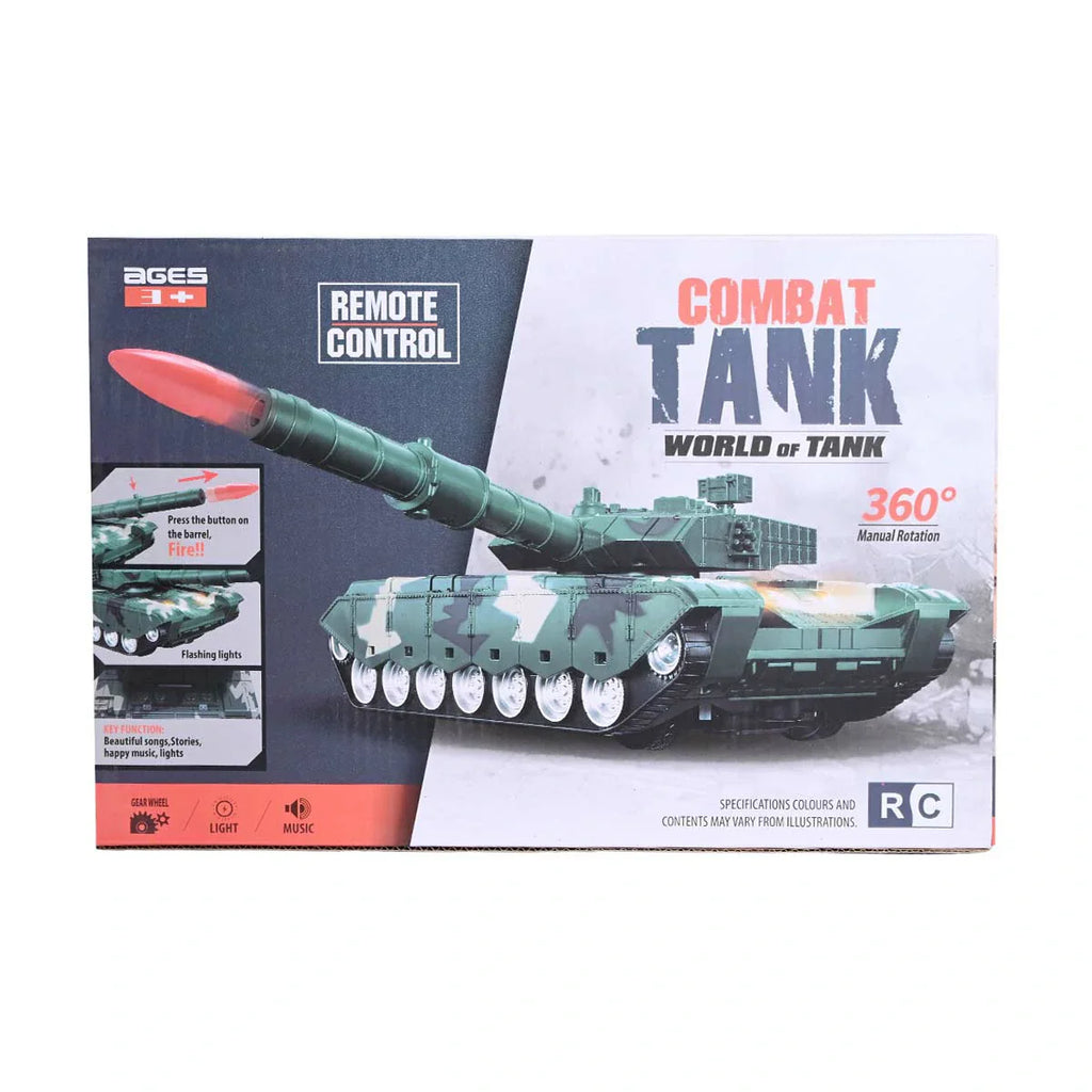 Picture of Remote Control Combat Tank Toy | R/C World of Tank with Firing Projectile, Lights, Music & 360° Turret | Ages 3+ - by Raja Sahib Kids