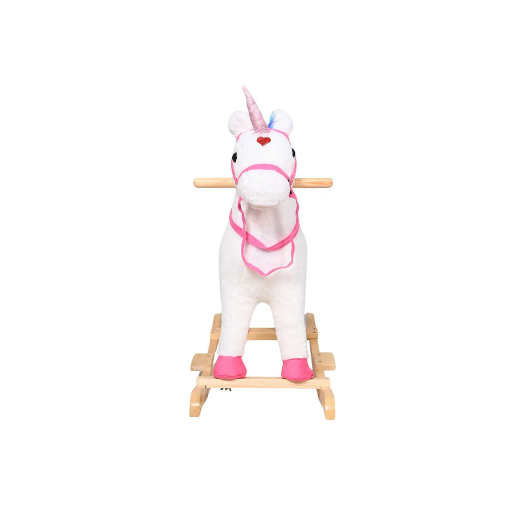 Picture of Magical Plush Unicorn Rocking Horse - Wooden Base Fantasy Rocker - by Raja Sahib Kids