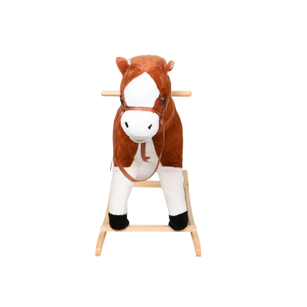 Picture of Deluxe Plush Rocking Horse Toy with Solid Wood Base and Full Tack - by Raja Sahib Kids