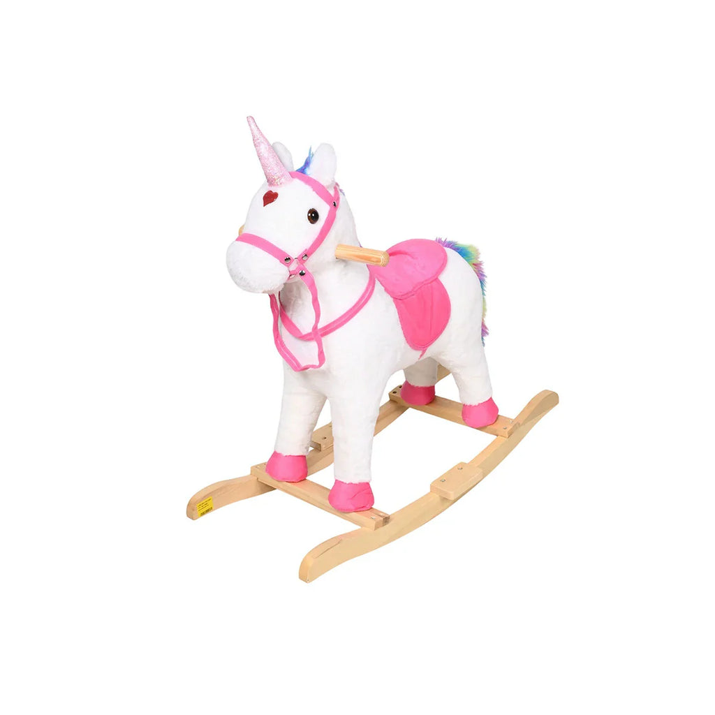 Picture of Magical Plush Unicorn Rocking Horse - Wooden Base Fantasy Rocker - by Raja Sahib Kids
