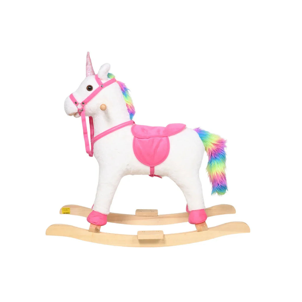 Picture of Magical Plush Unicorn Rocking Horse - Wooden Base Fantasy Rocker - by Raja Sahib Kids