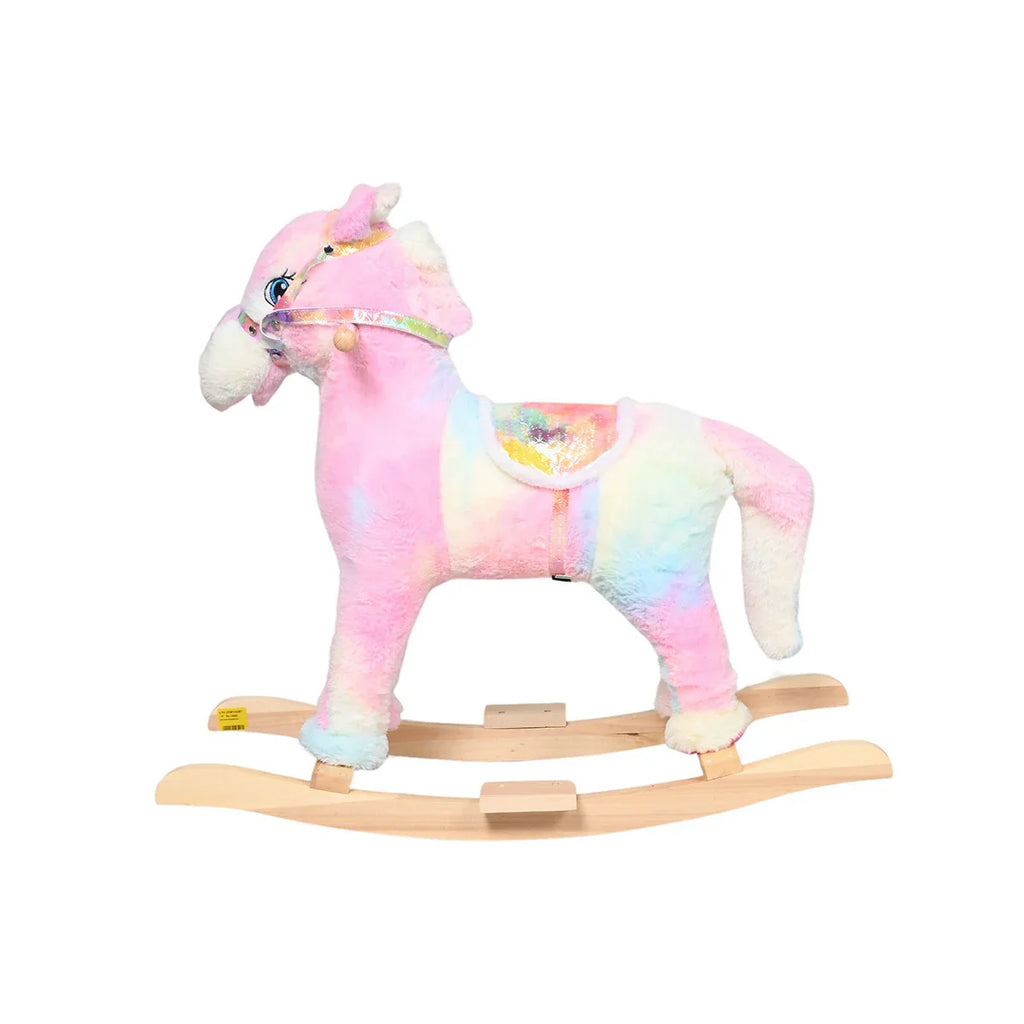 Picture of Deluxe Plush Unicorn Rocking Toy on Wooden Base - Multiple Fantasy Colors - by Raja Sahib Kids