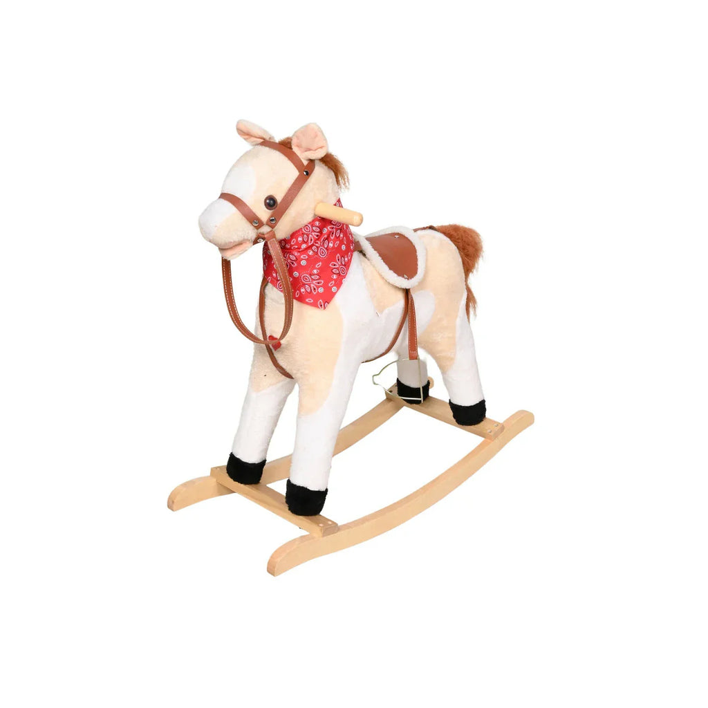 Picture of Traditional Plush Rocking Horse on Wooden Base - Soft & Safe Ride - by Raja Sahib Kids