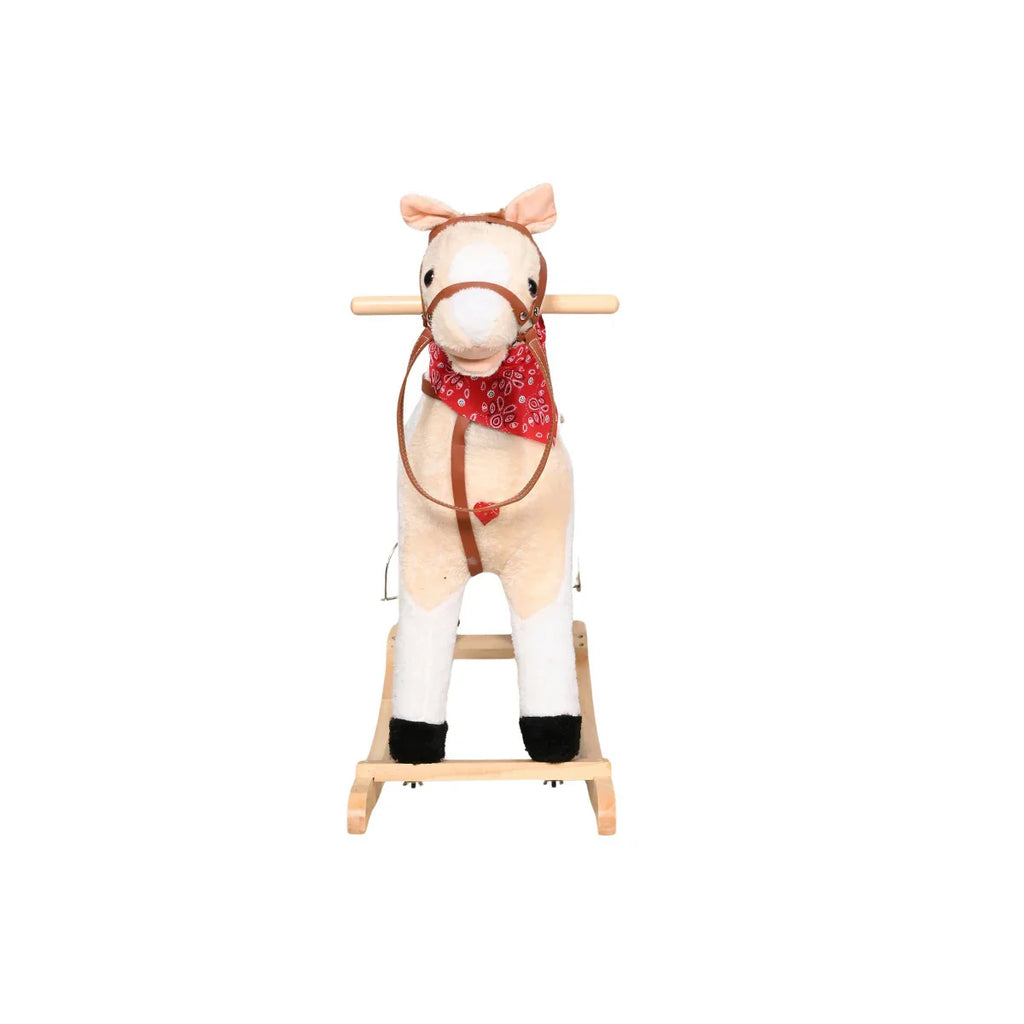 Picture of Traditional Plush Rocking Horse on Wooden Base - Soft & Safe Ride - by Raja Sahib Kids