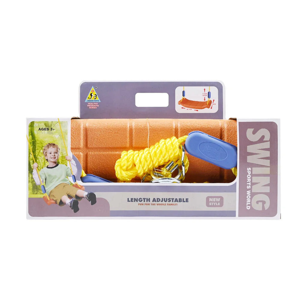 Picture of Sports World Adjustable Kids' Swing Seat - Durable Outdoor Swing with Safety Ropes (Orange) - by Raja Sahib Kids