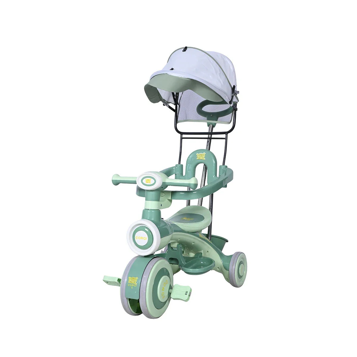 Baby Tricycle With Canopy - Green – Raja Sahib Kids