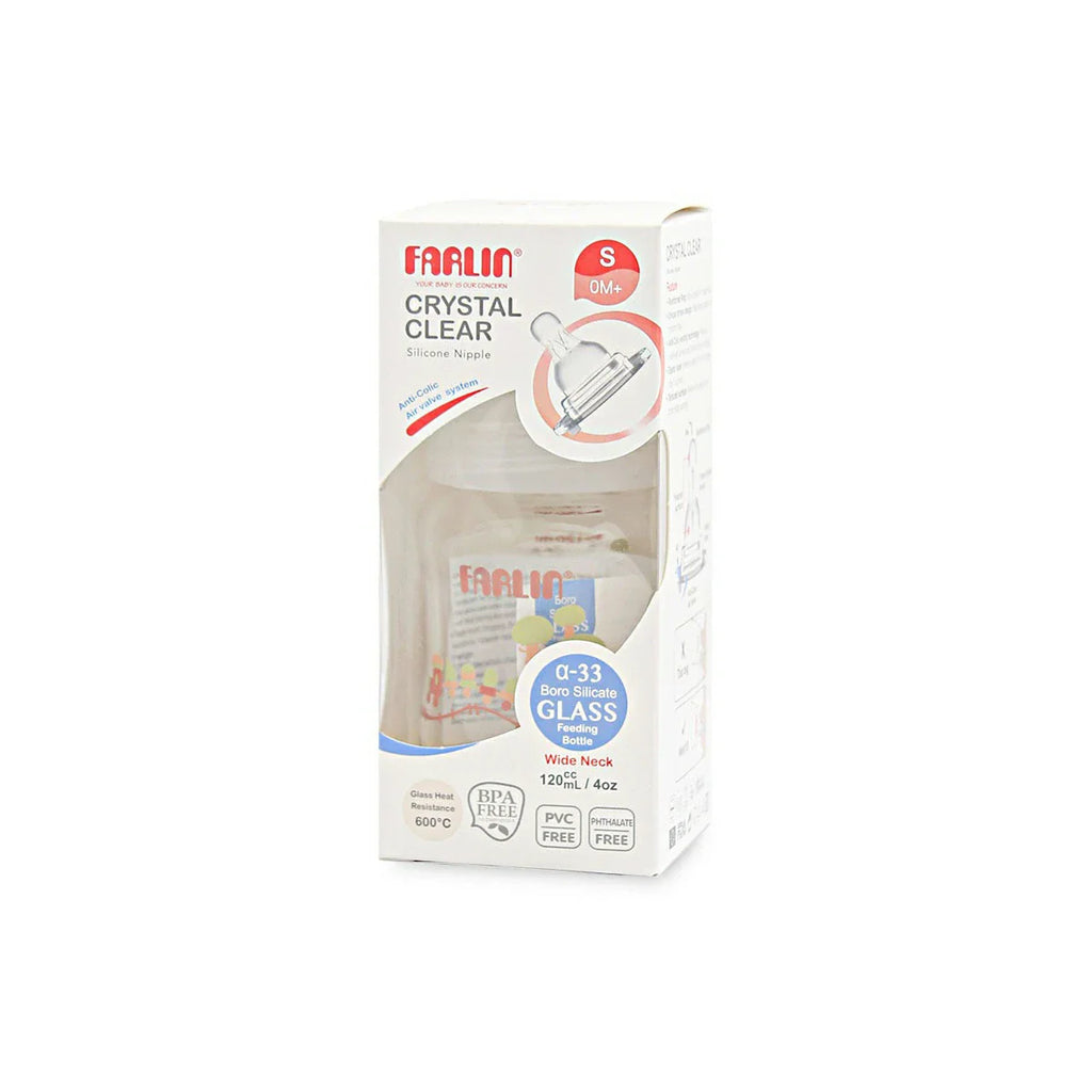 Picture of Farlin Wide Neck Glass Feeding Bottle 120ml - by Raja Sahib Kids