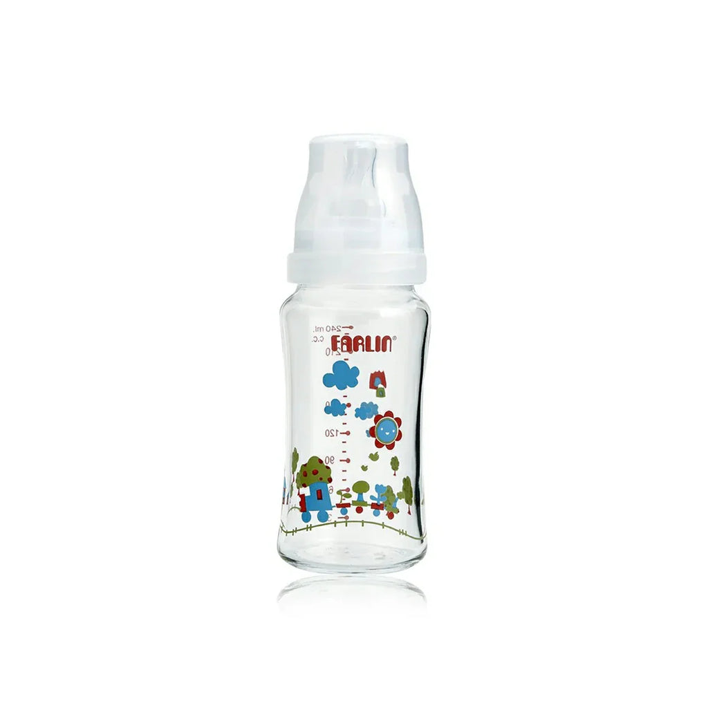 Picture of Farlin Wide Neck Glass Feeding Bottle 240ml - by Raja Sahib Kids