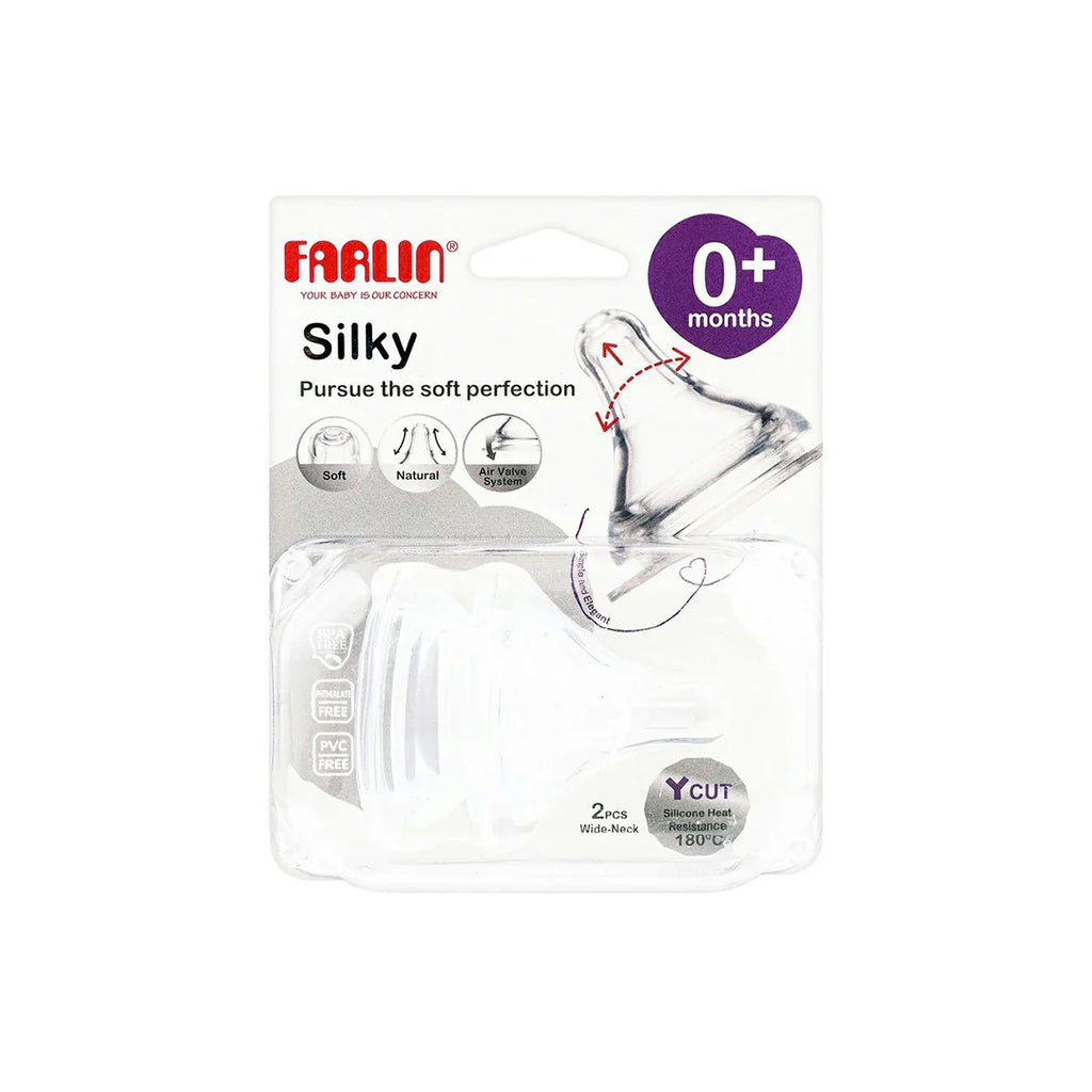 Picture of Farlin Silky Wide Neck Nipple 0m+ 2-Pack - by Raja Sahib Kids