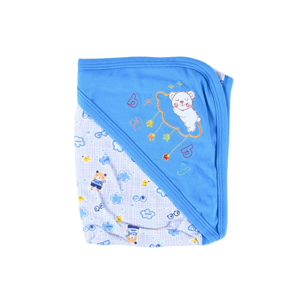 Picture of Soft Hooded Baby Wrap Shawl Blue - by Raja Sahib Kids