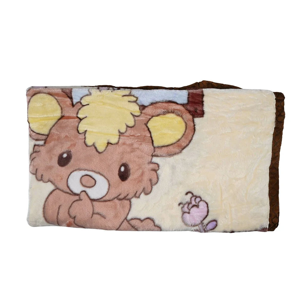 Picture of Super-Soft Plush Bear Baby Blanket - Tan & Brown - by Raja Sahib Kids