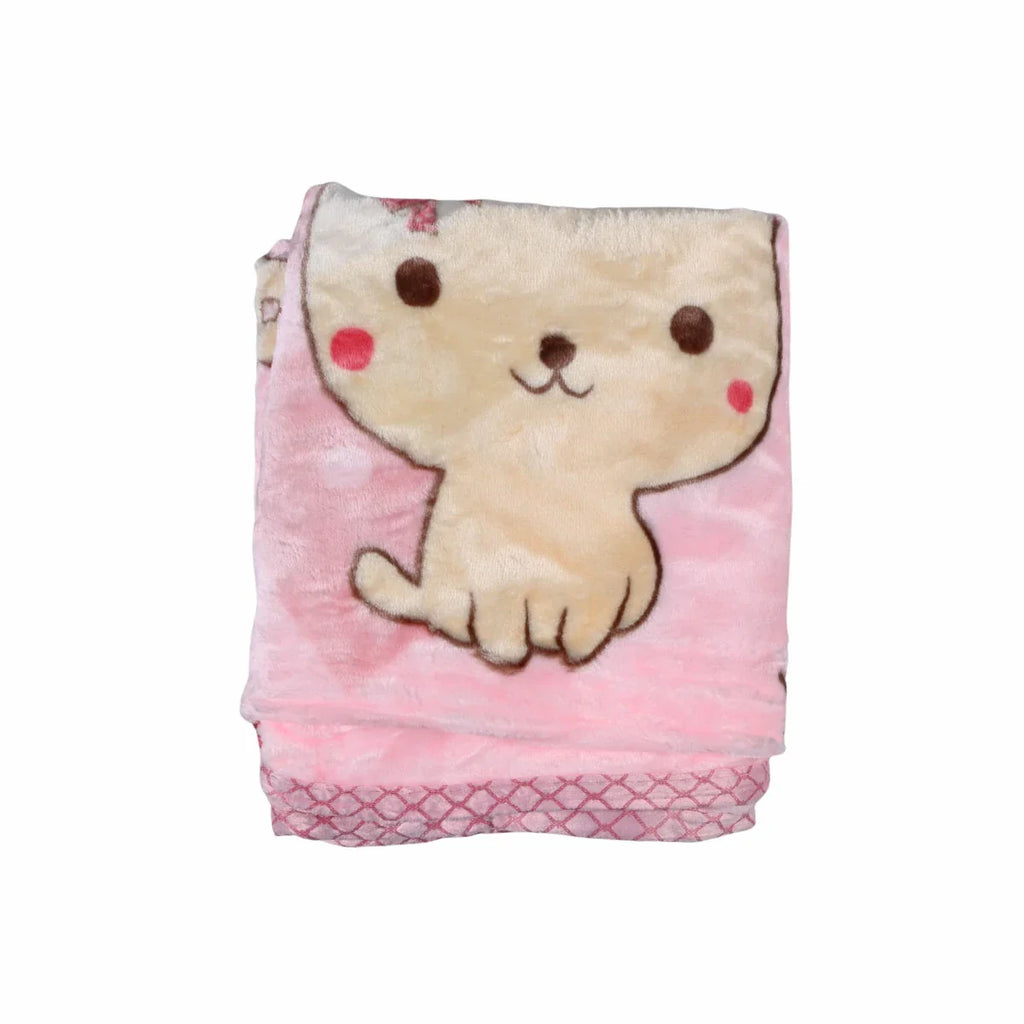 Picture of Pink Character Print Ultra-Soft Flannel Baby Blanket - by Raja Sahib Kids