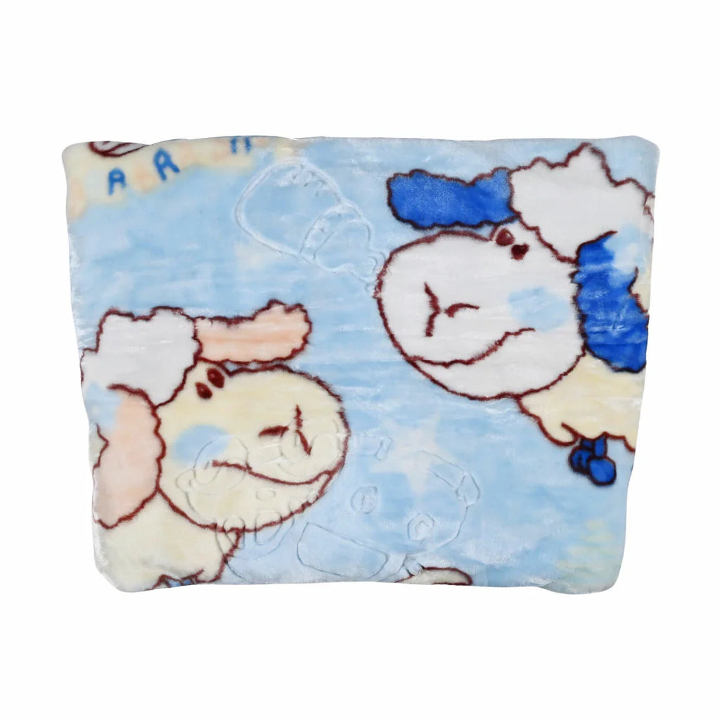 Picture of Dreamy Blue Sheep & Bottle Ultra-Plush Baby Blanket - by Raja Sahib Kids