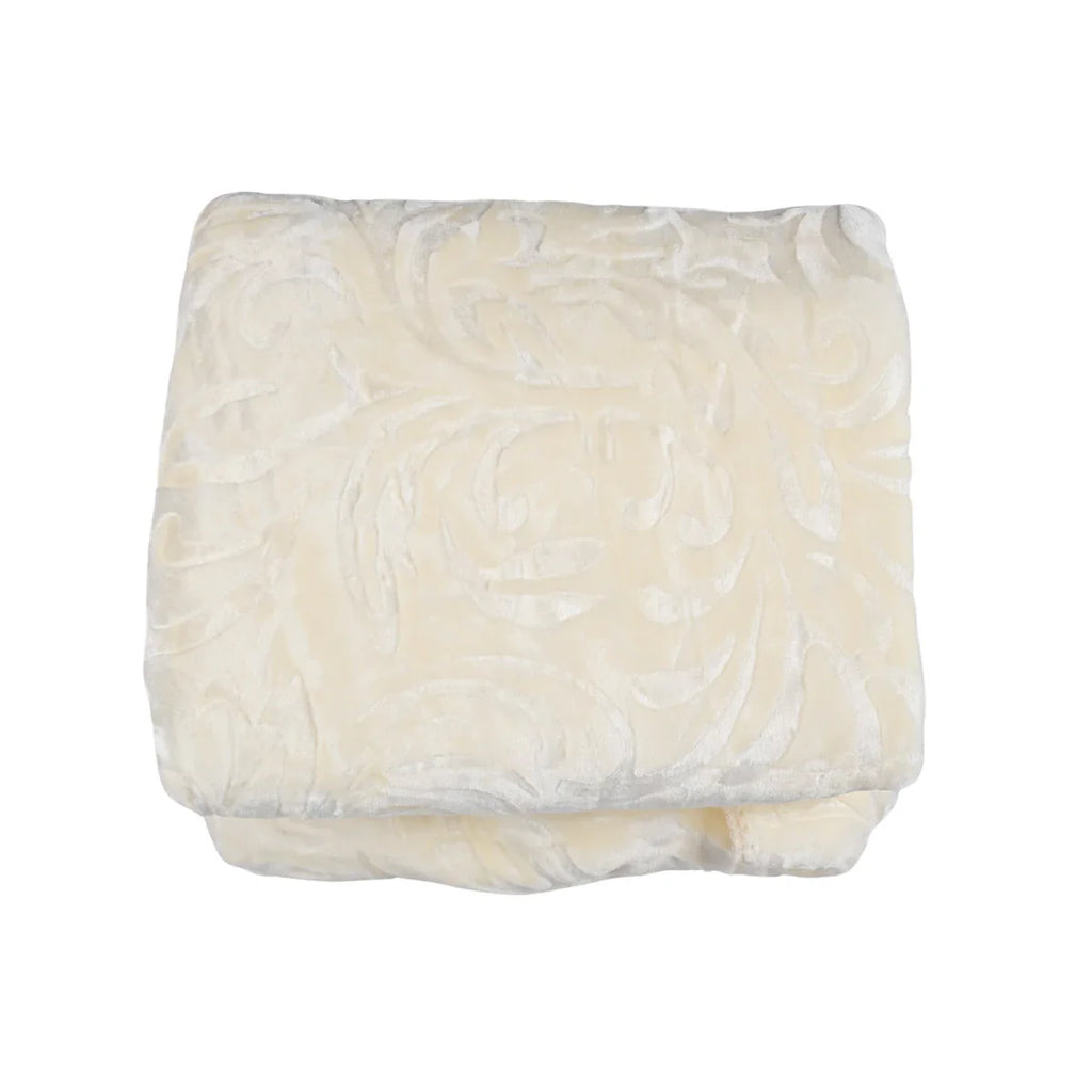 Picture of Cream Embossed Velvet Plush Baby Blanket - by Raja Sahib Kids