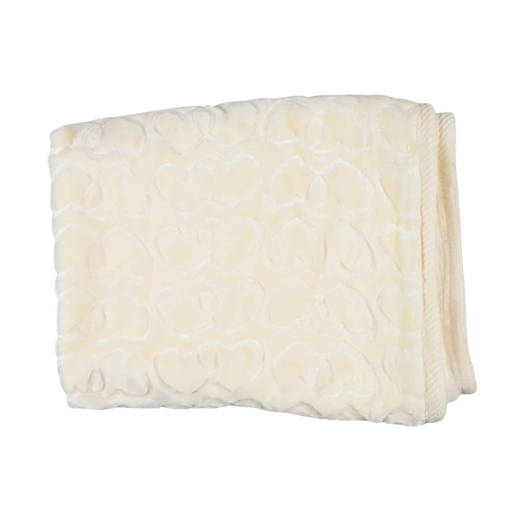 Picture of Cream Embossed Heart Ultra-Plush Baby Blanket - by Raja Sahib Kids