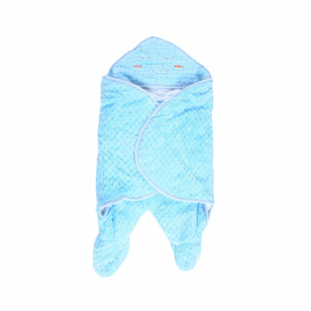 Picture of Soft Hooded Baby Wrap Cover Up Blue - by Raja Sahib Kids