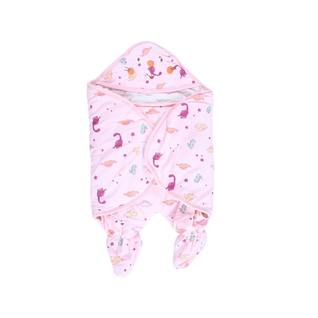 Picture of Soft Hooded Baby Wrap Cover Up Pink - by Raja Sahib Kids