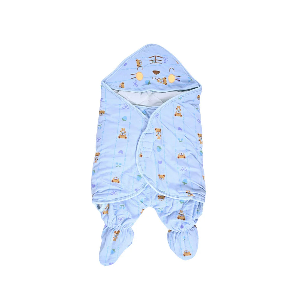 Picture of Soft Hooded Baby Wrap Cover Up Blue - by Raja Sahib Kids