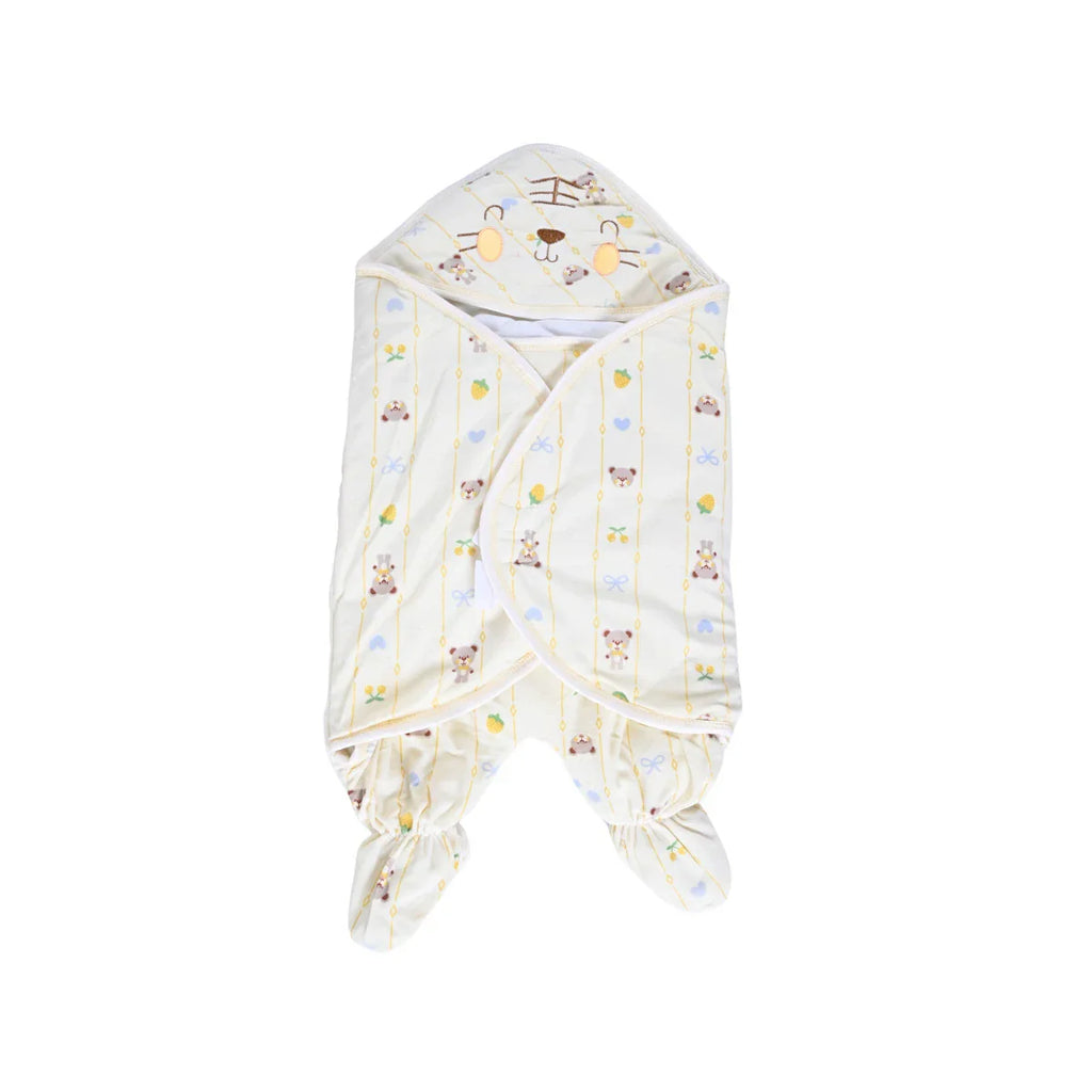 Picture of Soft Hooded Baby Wrap Cover Up Yellow - by Raja Sahib Kids