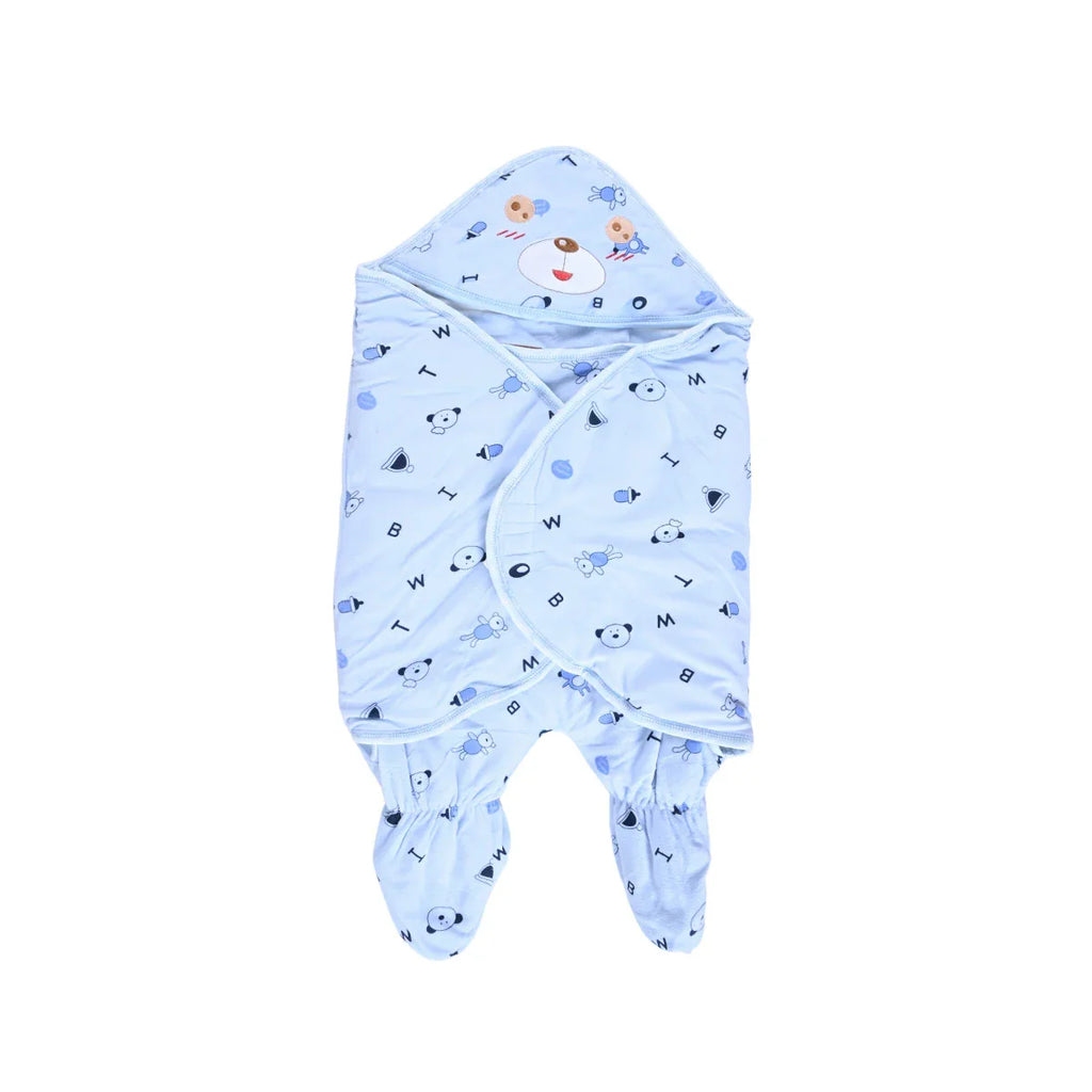 Picture of Soft Hooded Baby Wrap Cover Up Blue - by Raja Sahib Kids