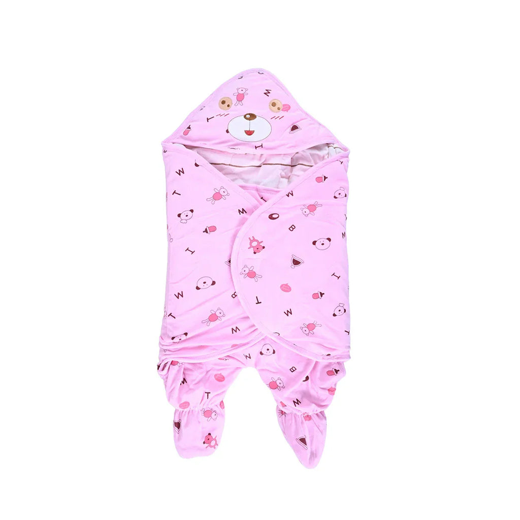 Picture of Soft Hooded Baby Wrap Cover Up Pink - by Raja Sahib Kids