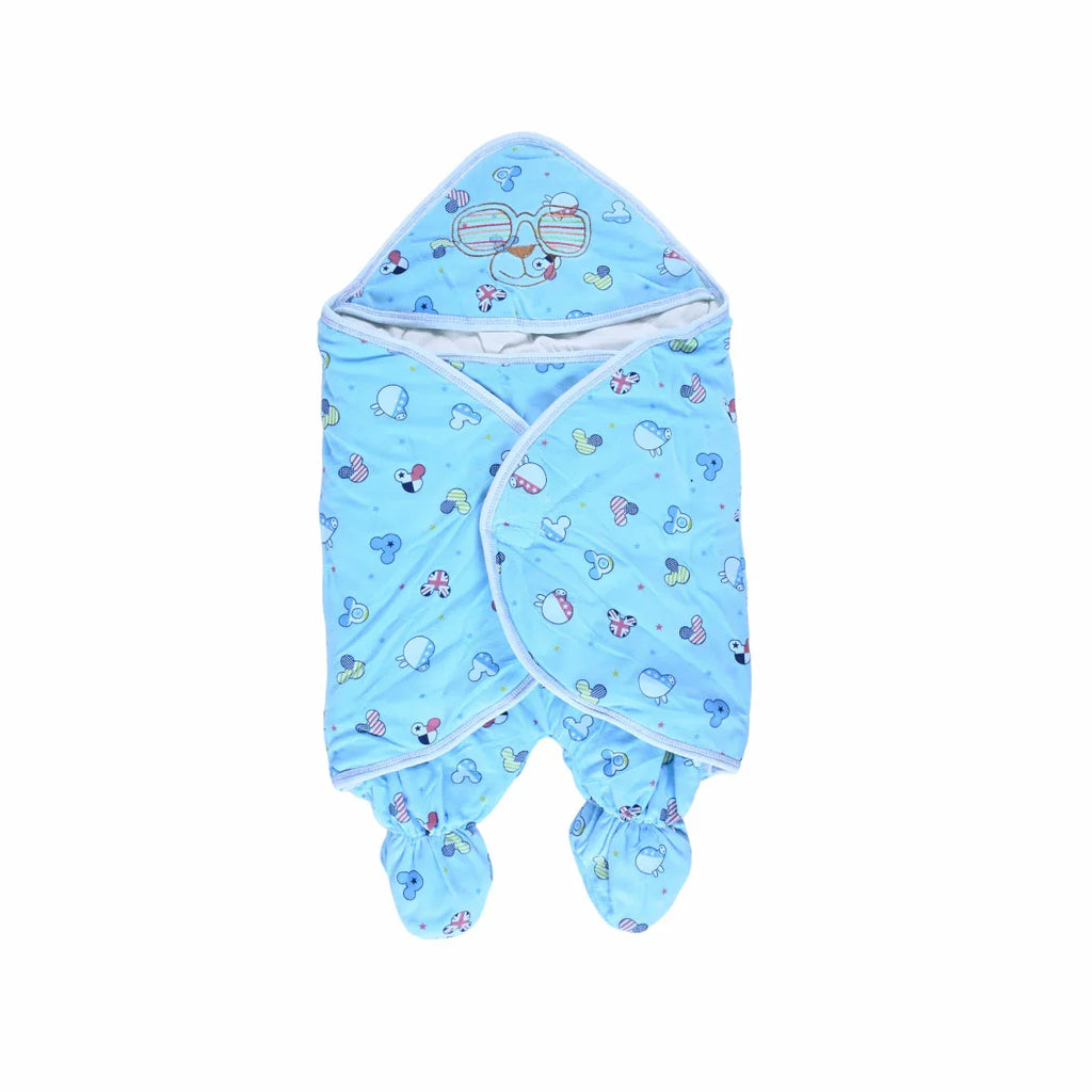 Picture of Soft Hooded Baby Wrap Cover Up Blue - by Raja Sahib Kids