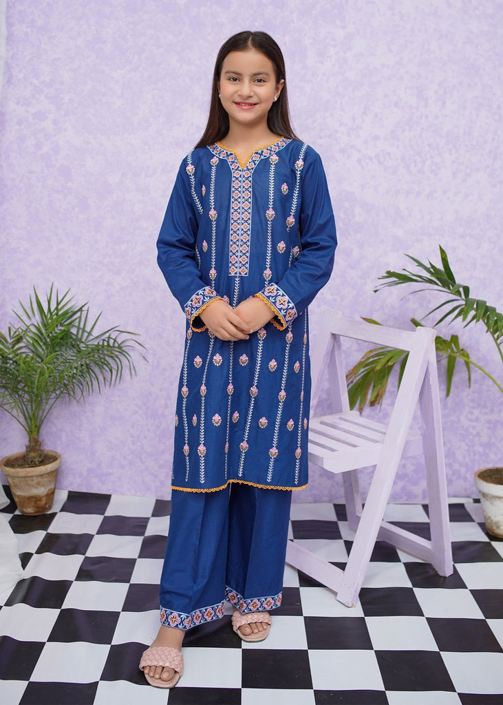 Picture of Girls Cotton Embroidered - 2 Piece Suit - 8495 - by Raja Sahib Kids