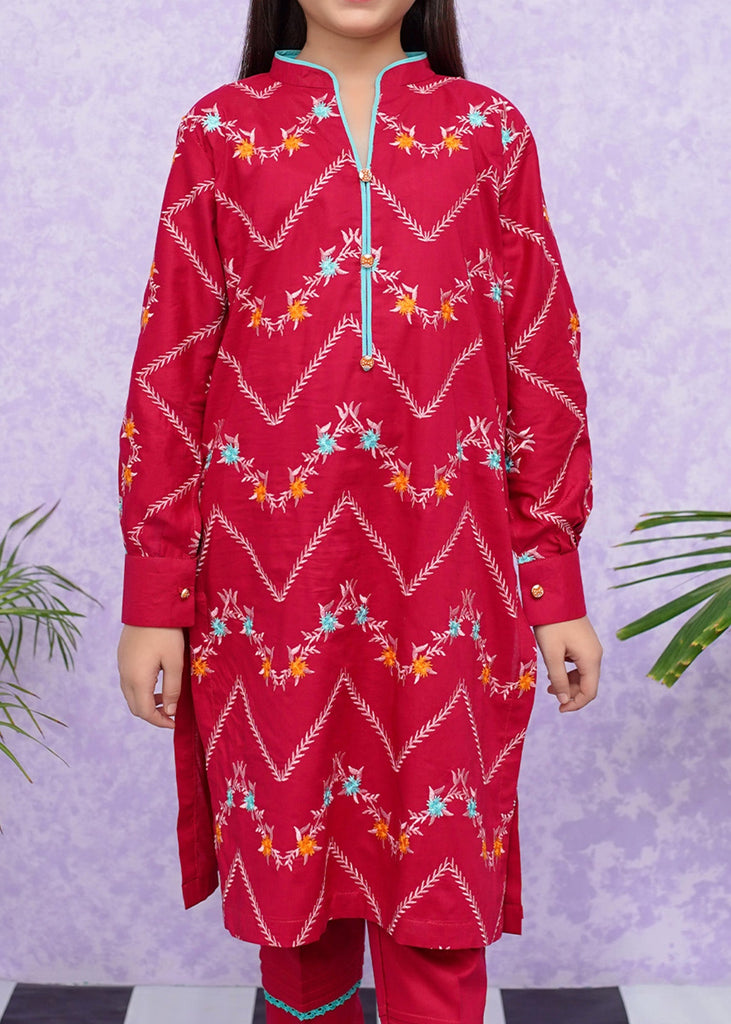 Picture of Girls Cotton Embroidered - 2 Piece Suit - 8545 - by Raja Sahib Kids