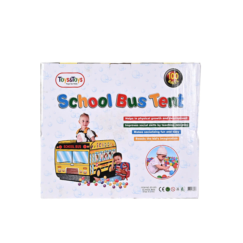 Picture of School Bus Tent House With Balls For Kids - by Raja Sahib Kids