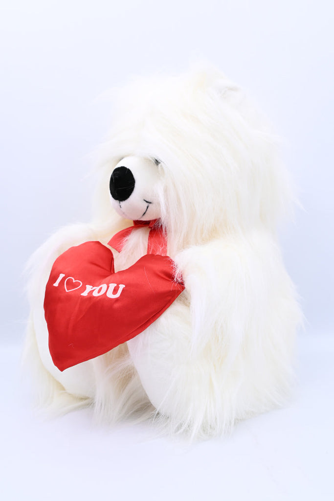 Picture of Plush White Teddy Bear I Love You Red Heart Love Stuff Toys - by Raja Sahib Kids