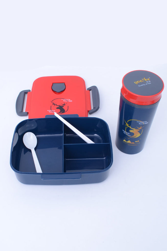 Picture of Yooee School Lunch Box With Spoon + Fork & Water Bottle - by Raja Sahib Kids