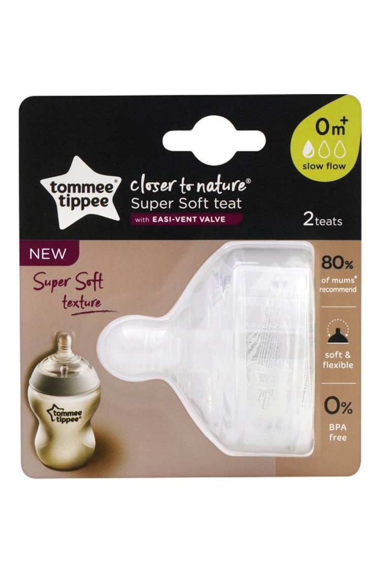 Tommee Tippee Closer To Nature Super Soft Teats Slow Flow 0m+ 2-Pack 422120/38