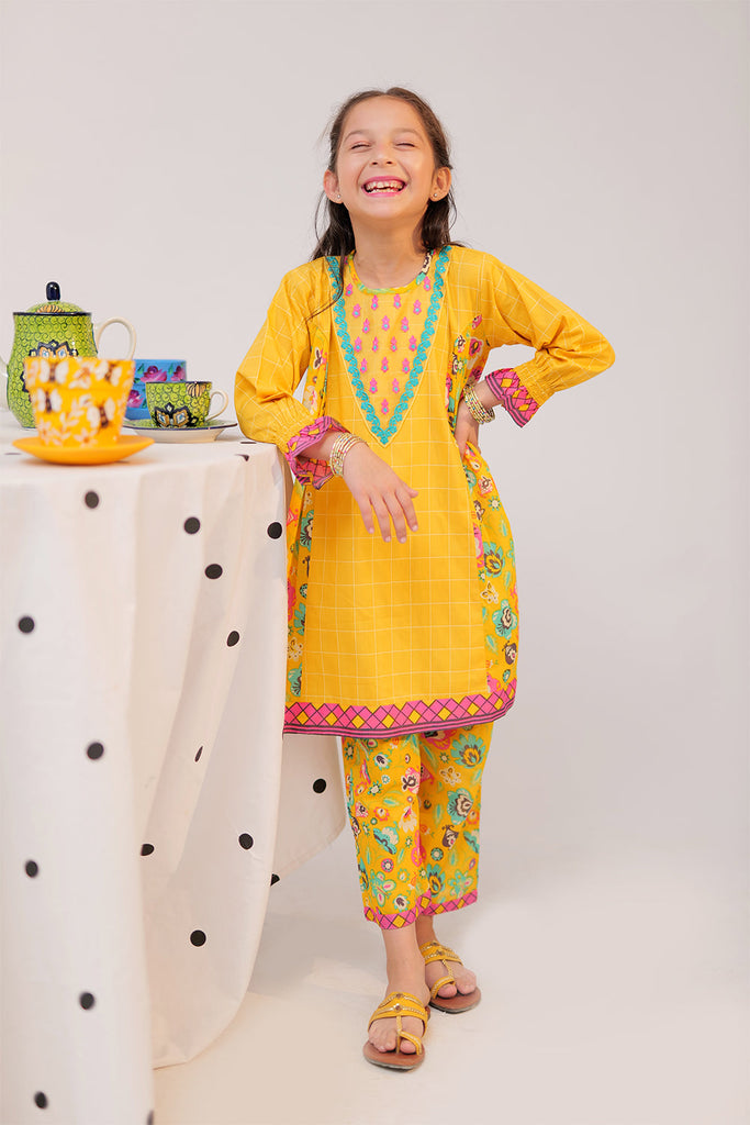 KAC-02300 | Yellow & Multicolor | Casual 2 Piece Suit | Cotton Printed Combo