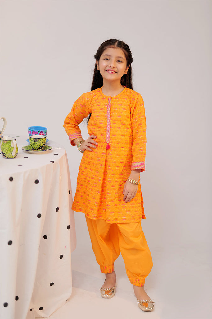KAC-02360 | Orange & Multicolor | Casual 2 Piece Suit | Cotton Jacquard